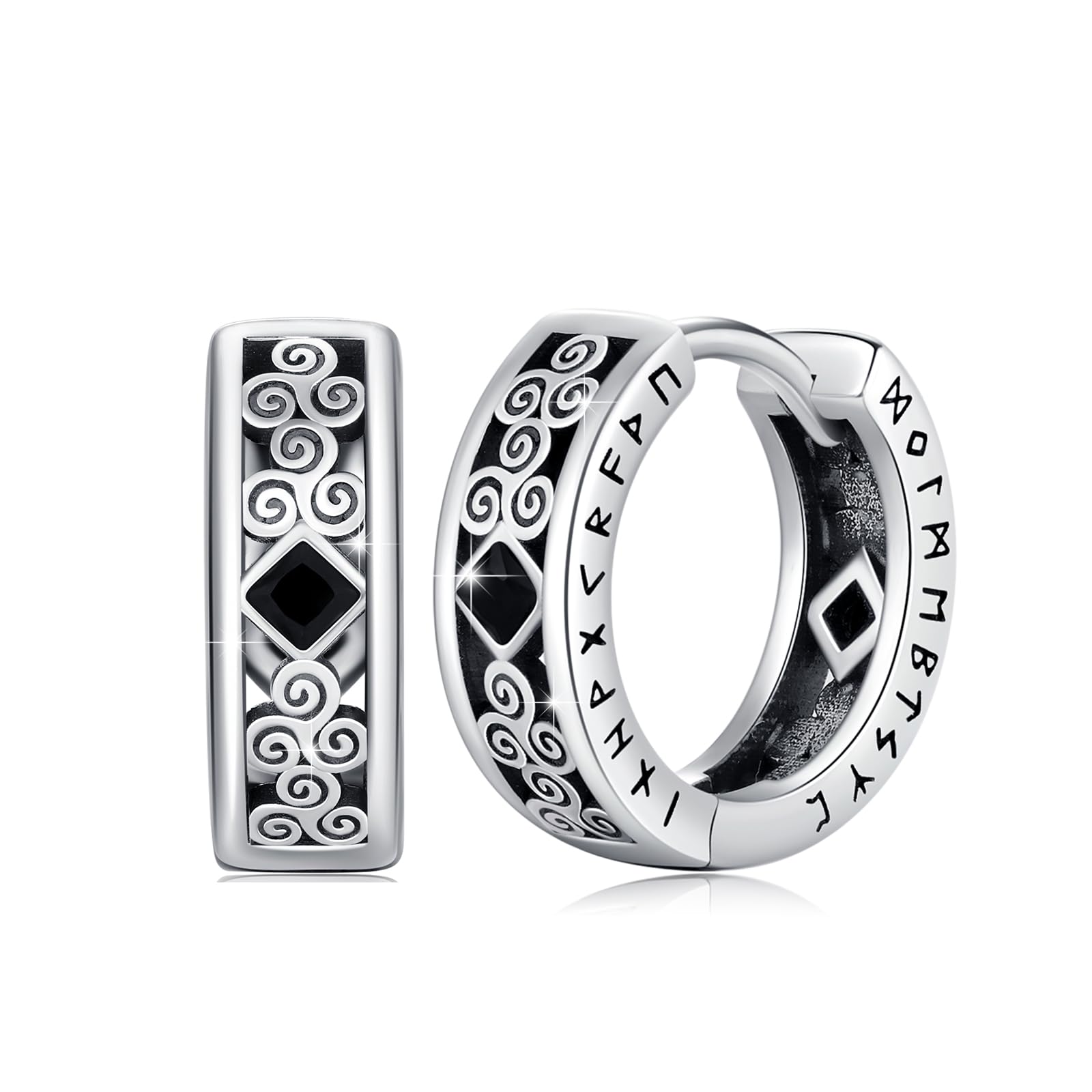 Wikinger Rune Ohrringe 925 Sterling Silber Viking Schmuck Geschenk für Männer Frauen Punk Style Ohrringe Unisex Wikinger Accessoires Geschenkidee