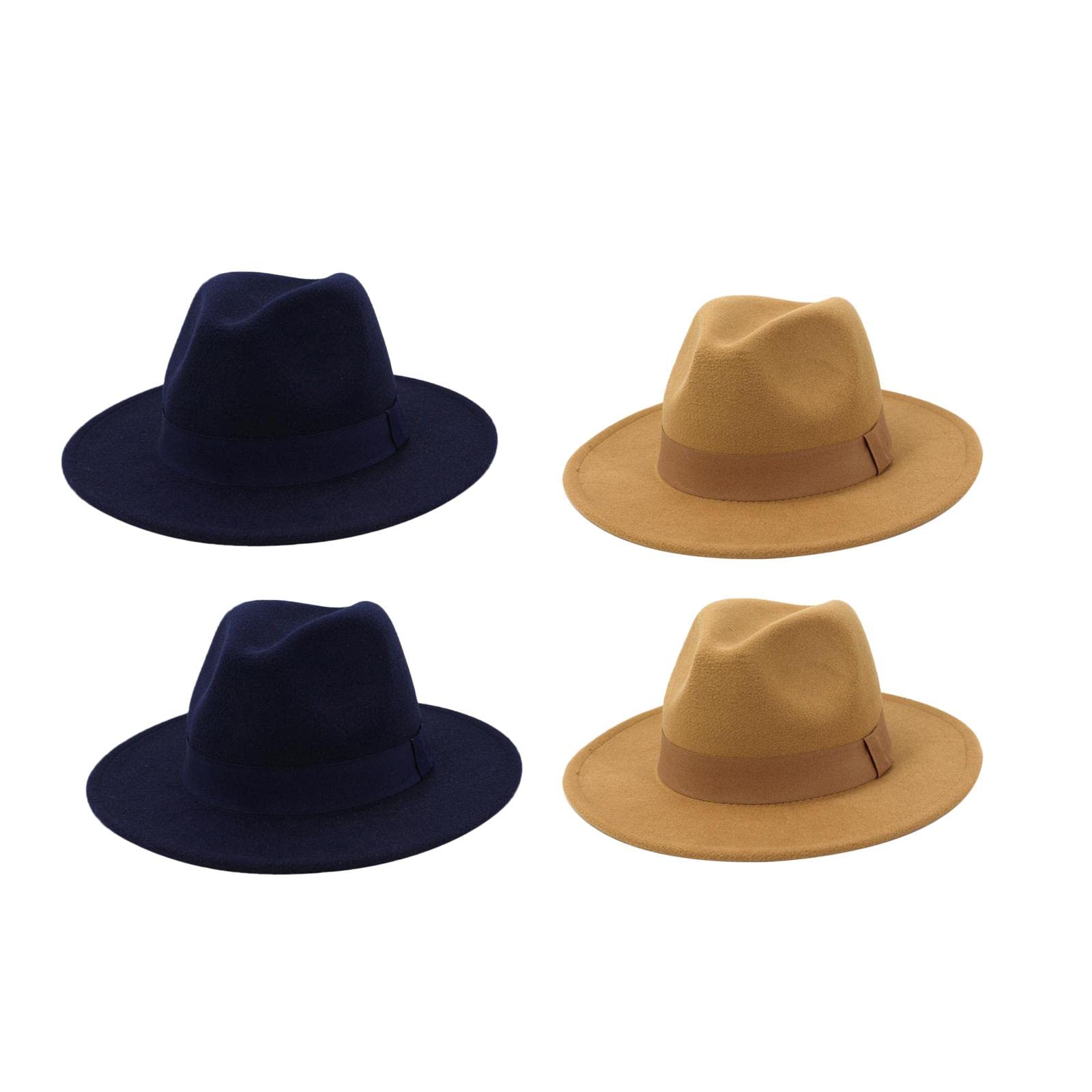 Merishopp 4pcs Church Fedora Hat Ribbon Band Belt Winter Outdoor Beige Navy-image-4