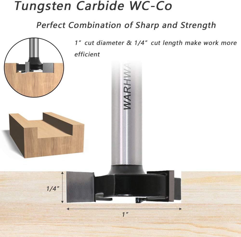 CNC Spoilboard Surfacing Router Bits, 1/4" Shank 1" Cutting Diameter, Slab Flattening Router Bit Planing Bit Wood Milling Cutter Planer Woodworking Tool