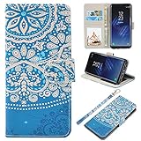 Galaxy S8 Case, UrSpeedtekLive Galaxy S8 Wallet Case Folio Flip Premium PU Leather Case Cover with Card Holder Slot Pockets, Wrist Strap, Magnetic Closure For Samsung Galaxy S8 (2017) - Flower