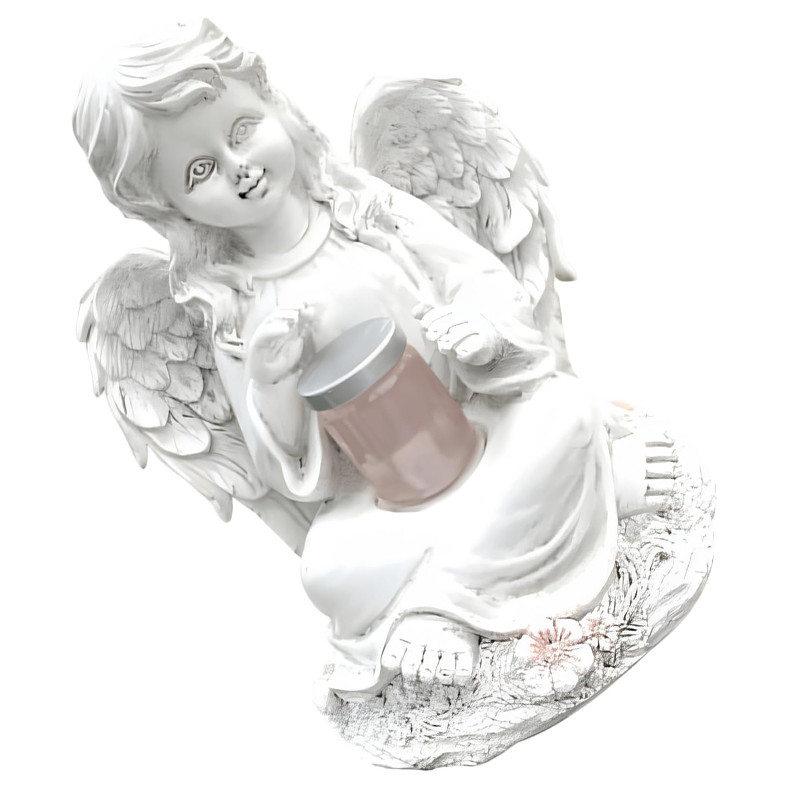 Statue d'ange de jardin solaire en résine pour illuminer un coin sombre