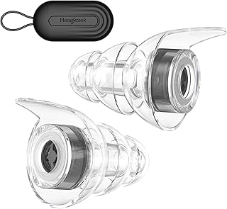 Hearprotek tampões concerto, tampões reutilizáveis de silicone antirruído redução de ruído - protetor auditivo ear plugs para Música, festival, DJ, concerto, moto, estudar - tamanho M (1 par, Preto)