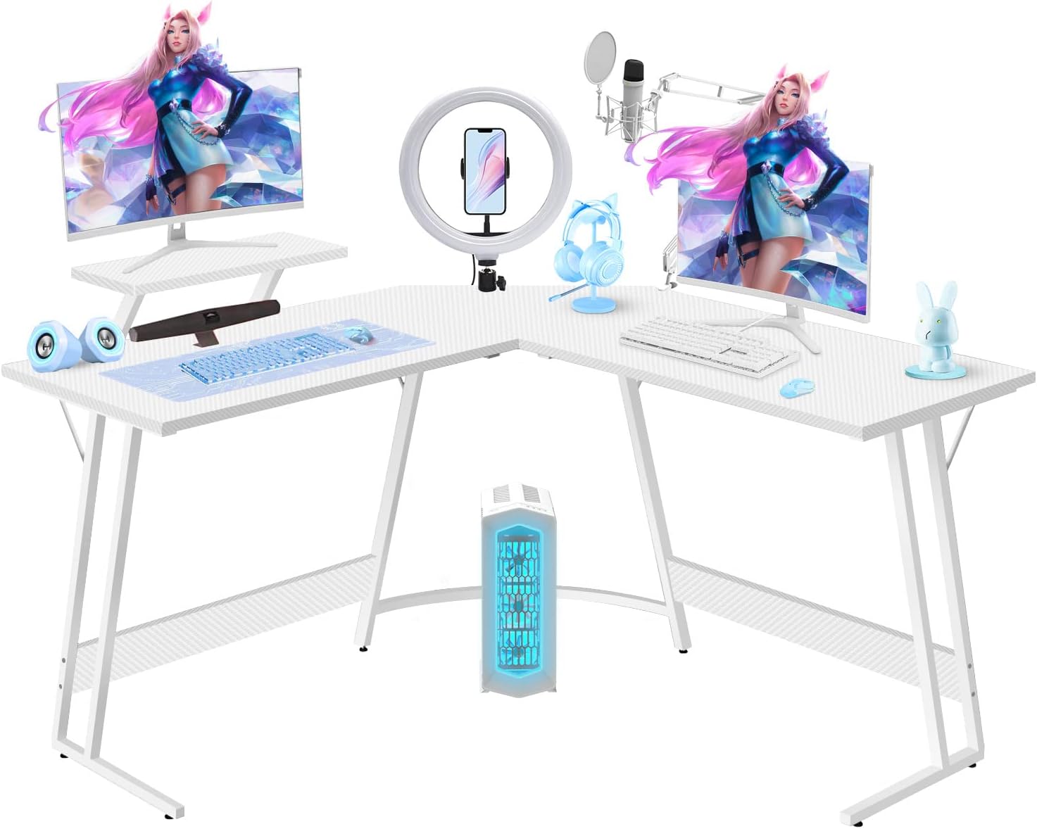 Devoko L Shaped Desk With Power Outlets,LED Corner Gaming - View #3