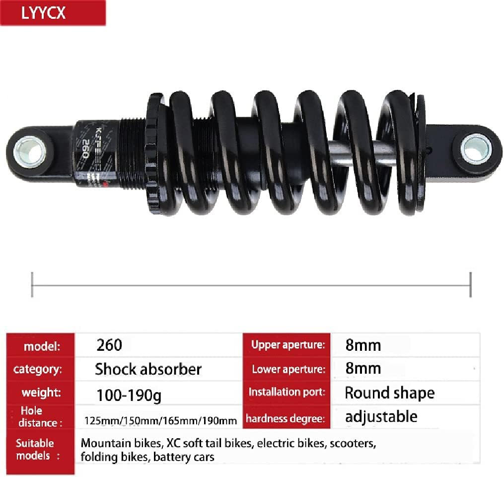 125/150/165/190mm Spring Shock Absorber,rear Suspension is Suitable for XC Soft tail Folding Battery (Color : 190mm, Size : 100lbs)