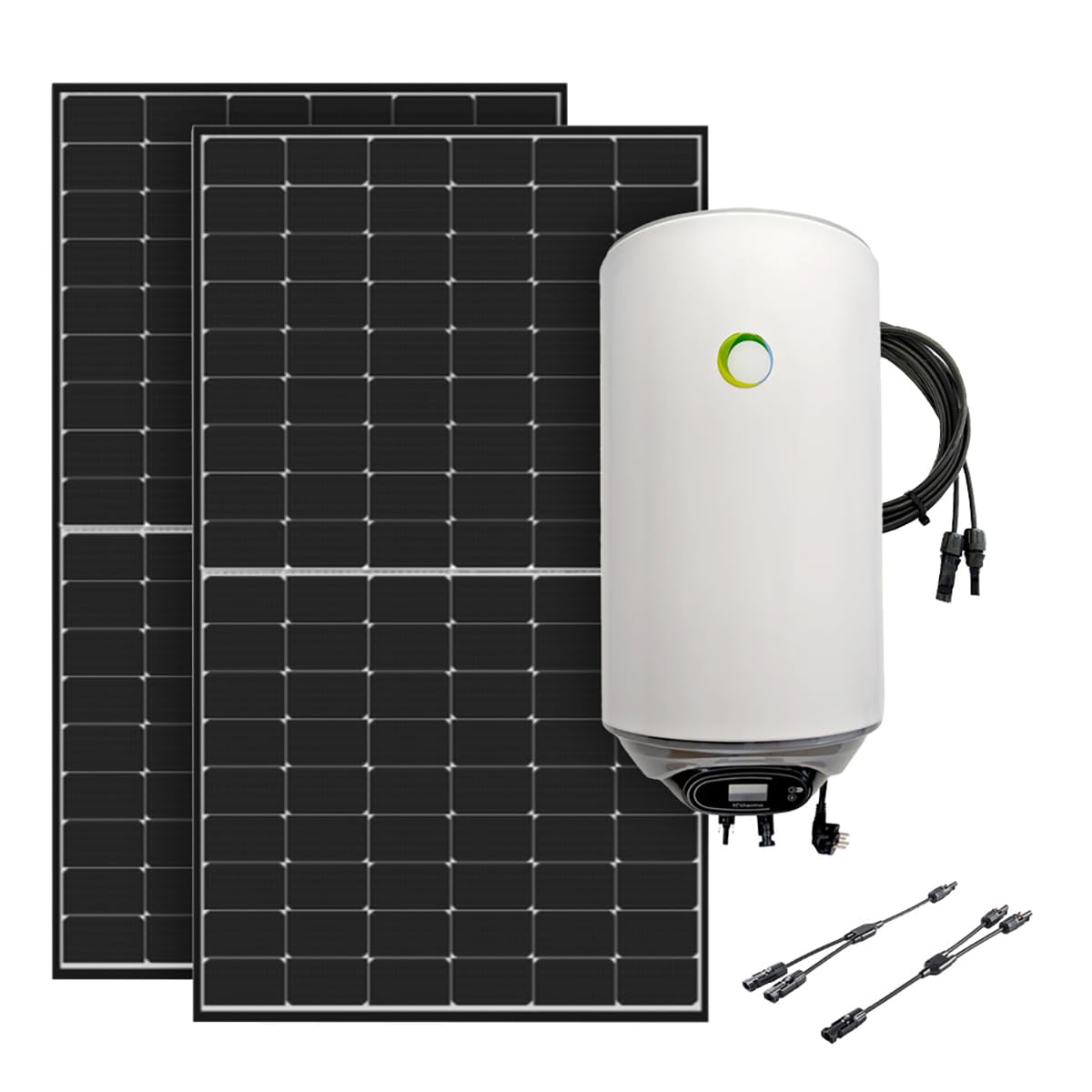 Offgridtec Sistema scaldabagno solare 900 W Caldaia ibrida Fothermo 80 l, Plug & Play, backup 230 V fino a 1500 W, temp. massima 65 °C, doppio pannello solare bifacciale