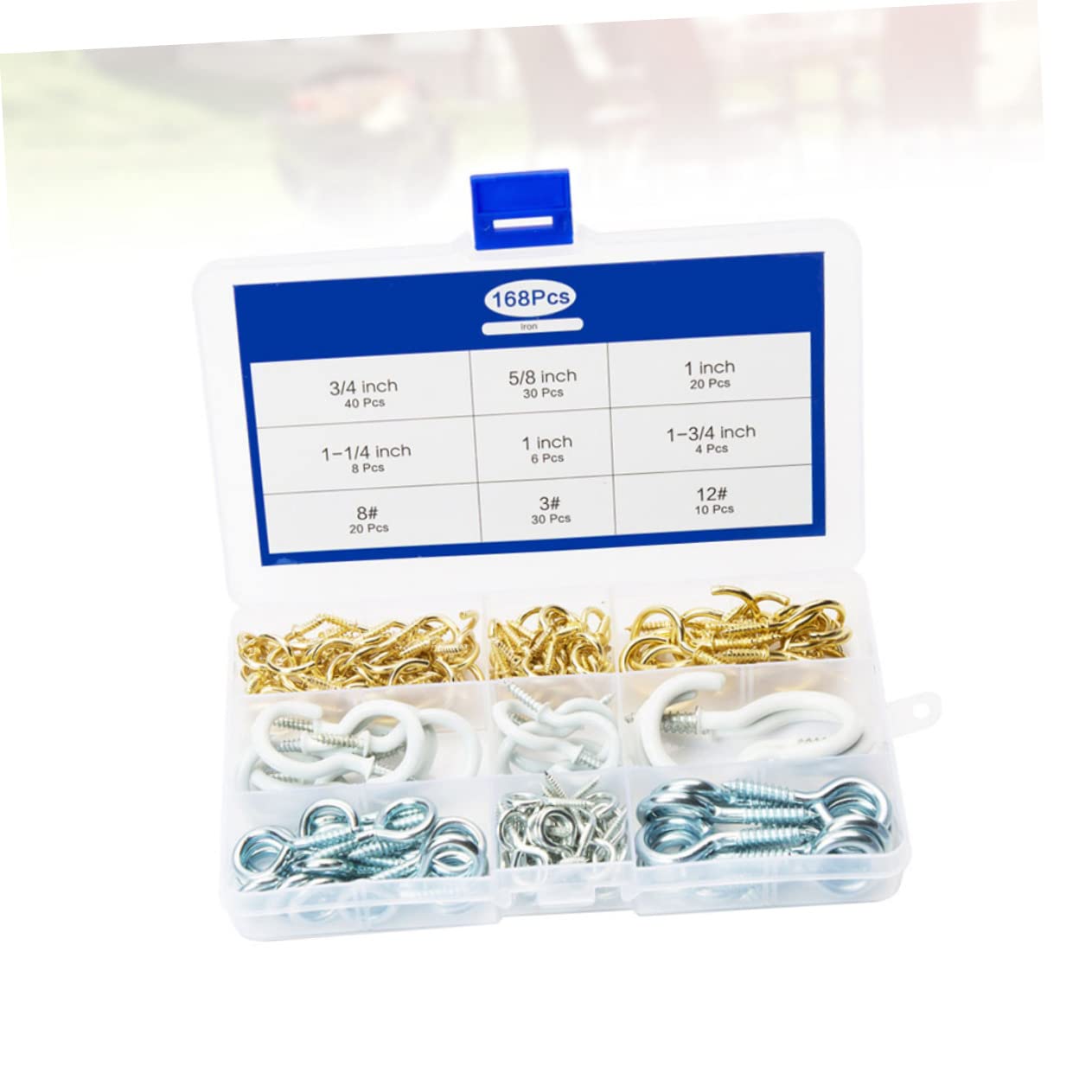 FUNOMOCYA 168pcs Sheep Eye Bolts Kit Assorted Sizes Eye Screws for Jewelry Making Hooks Screw DIY Home Dec