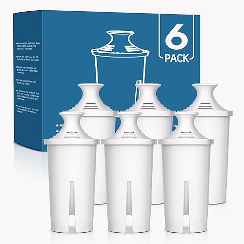 6 Pack Water Filters Compatible with Brita Pitchers, BPA-Free, US