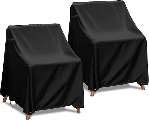 Fundas para sillas de patio para muebles de exterior, impermeables, paquete de 2, fundas para sillas de césped 600D, tela Oxford resistente, fundas