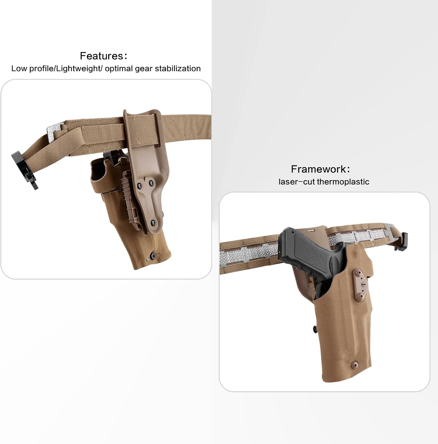 PETAC GEAR Tactical Belt Low Profile Molle Battle Cobra Belt Laser-Cut Tegris Rigid Shooting Gun Duty Belts