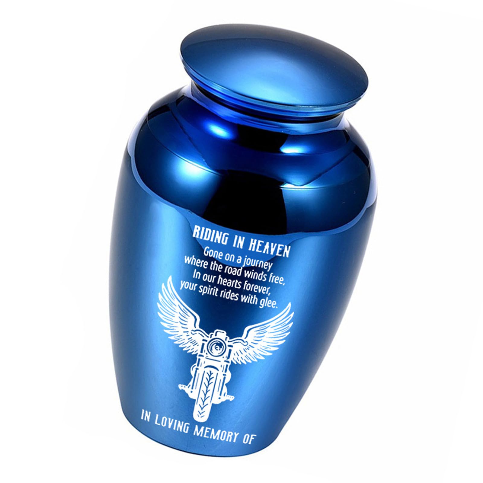 FHGSPQWM Modern Aluminum Ashes Container with Secures Seal Lid Motorbike Riding in Heaven Small Cremation Urn for Home Memorial Memorial Urn for Ashes