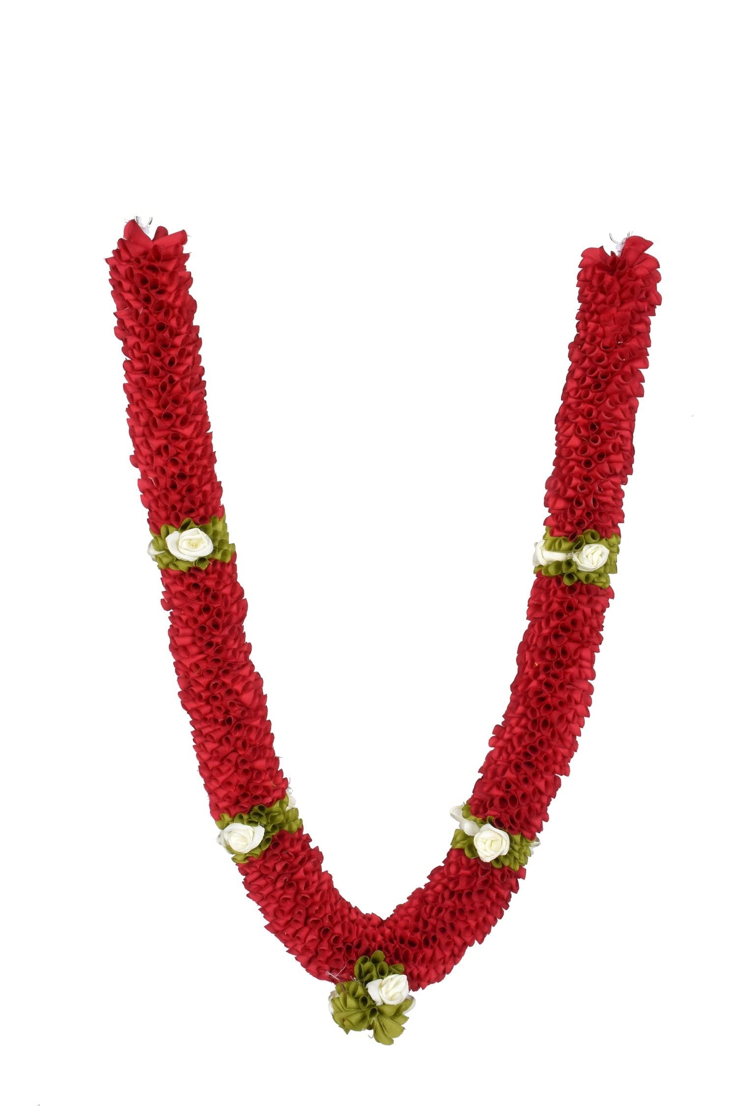 Daedal Crafters Flower Garland for Pooja Mandir Decoration, Hanging Mala for Photo Frame, Decorative Haar Mala for God Idols, Photo Frames of Loved Ones, Ancestors, Pitra & Pooja Room Decor (30 Inch)