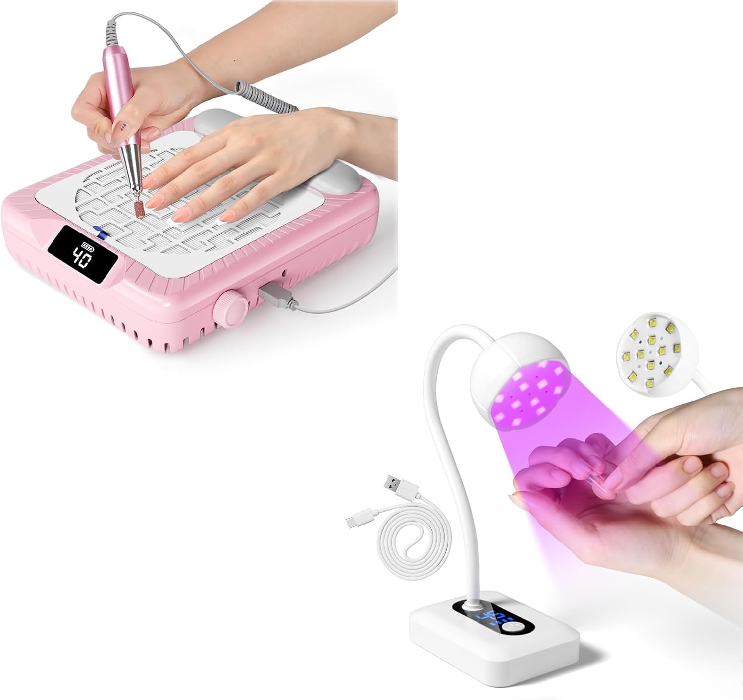 krofaue 36W Portable Nail Dryer with Auto-Sensing & Nail Dust Collector with Arm Rest