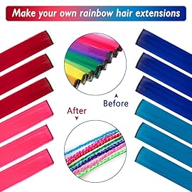20 Packs Colored Hair Extensions 20Inch Straight Multi-Colors Party Highlights Clip In Hair Extension Synthetic Rainbow Hairpieces for Girls Kids Gift(Blue, Navy Blue, Red, Pink)