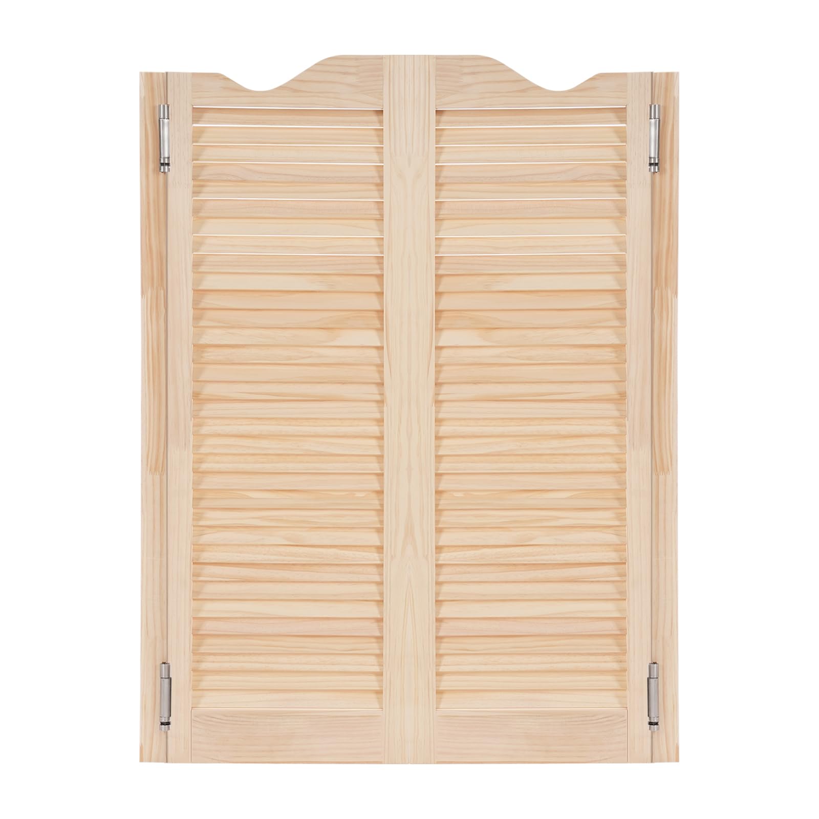Louvered Interior Swinging Doors Solid Wood Saloon Door with Hinges, 32" W x 42" H Entrance Partition Half Waist Cafe Door for Stairs Hallway Kitchen