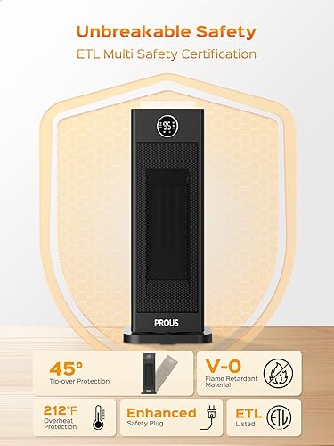 Miniatura 4 de PROUS Calentadores de espacio para uso en interiores, calentador de espacio PTC mejorado 2023 para habitación grande de 1500 W, calentador de