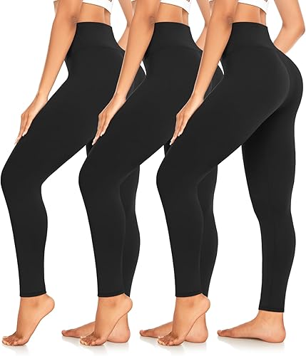 Miniatura 7 de GROTEEN Paquete de 3 leggings de cintura alta para mujer control de abdomen entrenamiento correr senderismo diario leggings negros para yoga