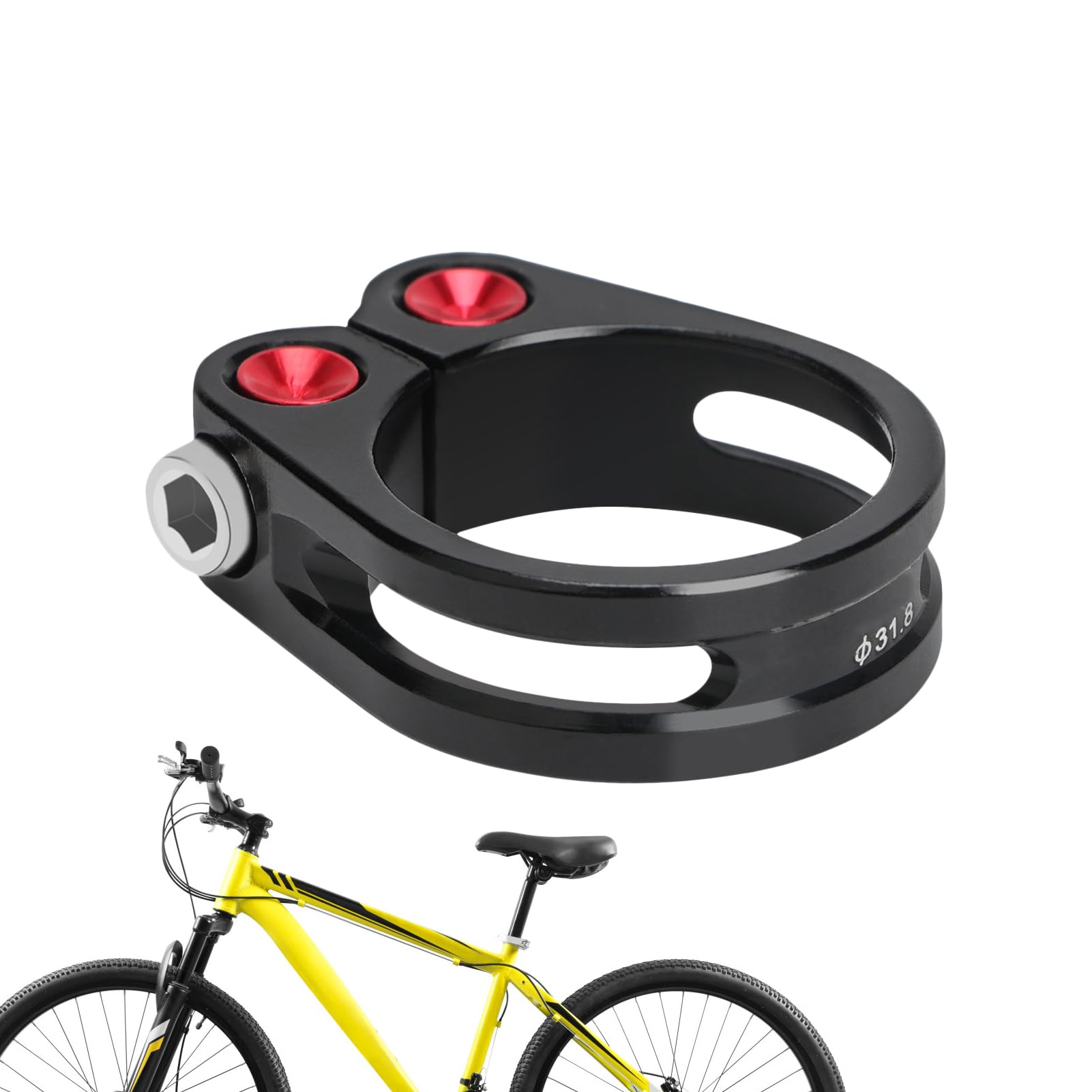 Morsetto per sella, morsetto da sella per bicicletta - Clip per tubo da | sella portatile in lega 31,8/34,9 mm | per anelli di serraggio reggisella, clip per tubo reggisella, per