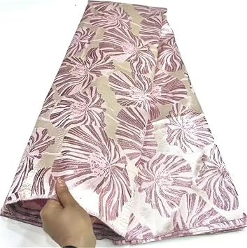 African Brocade Jacquard Fabric Damask Material Nigerian Floral Gilding Lace Brocard Tissu 5Yard for Gown Dress DJB45-6 5yard