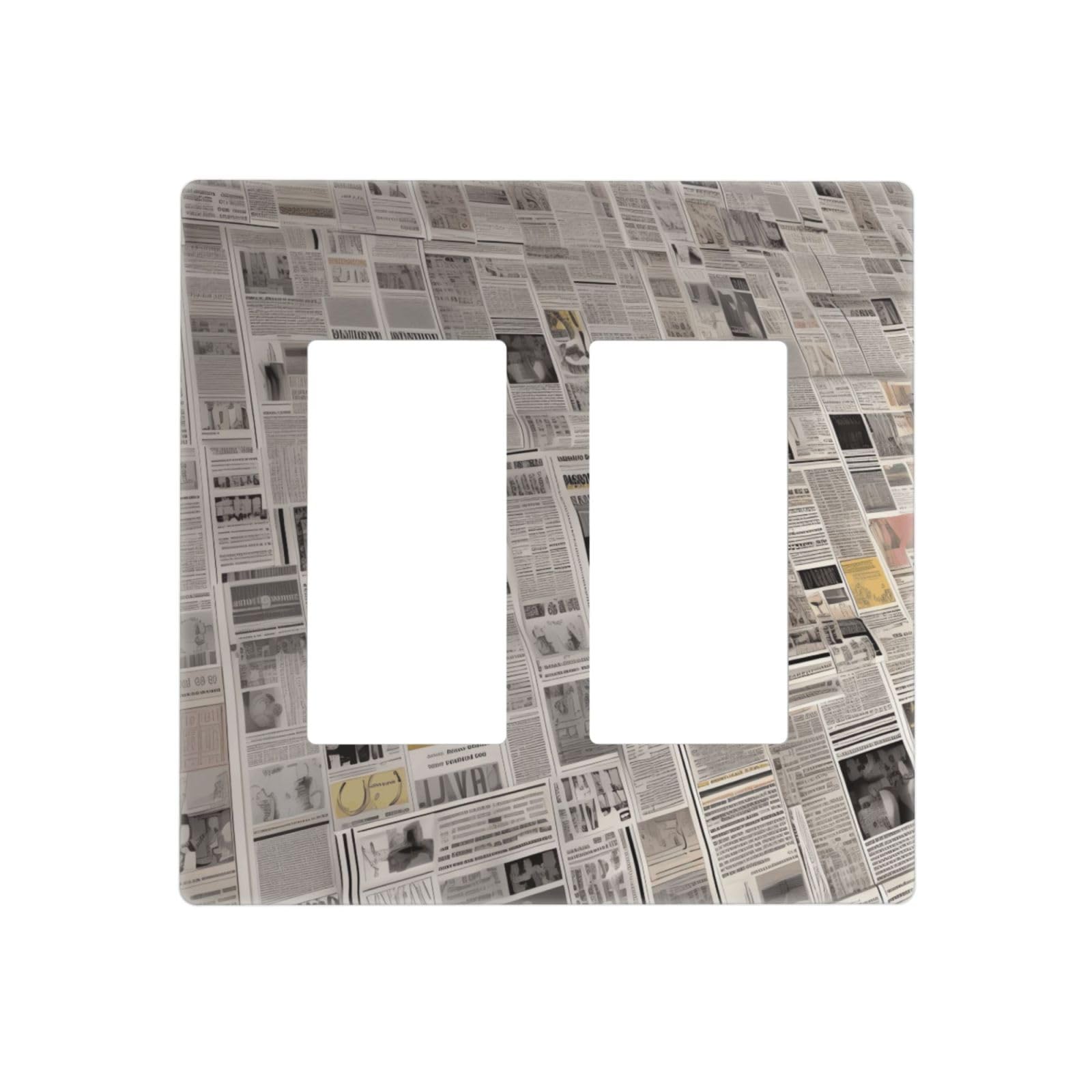 Decorator Wall Plate 2 Gang Light Switch Covers newspaper Wallplate Double Toggle Switch Plate Standard Size Electrical Outlet Covers Decorative Wall Switch Plate Cover