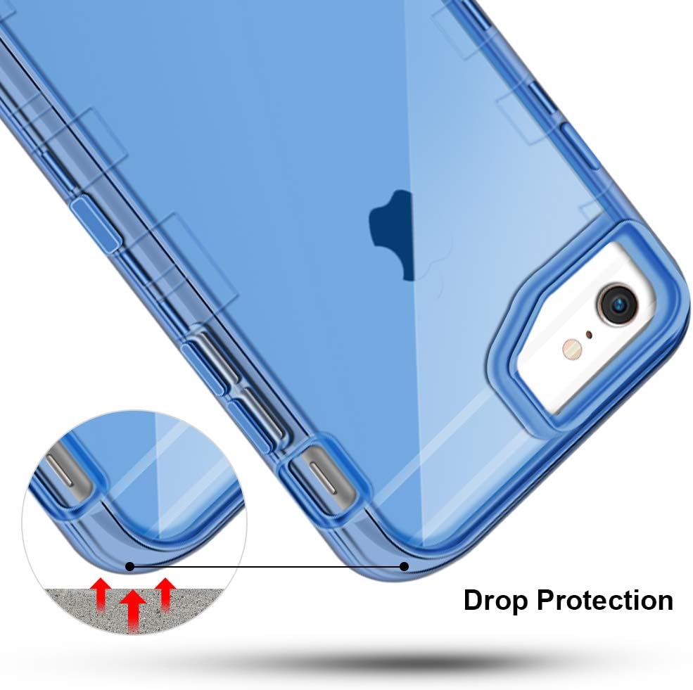 Anuck Case for iPhone 6S Case, for iPhone 6 Case (4.7 inch), Crystal Clear 3 in 1 Heavy Duty Defender Case Shockproof Full-Body Protective Case Hard PC Shell & Soft TPU Bumper Cover - Clear Blue
