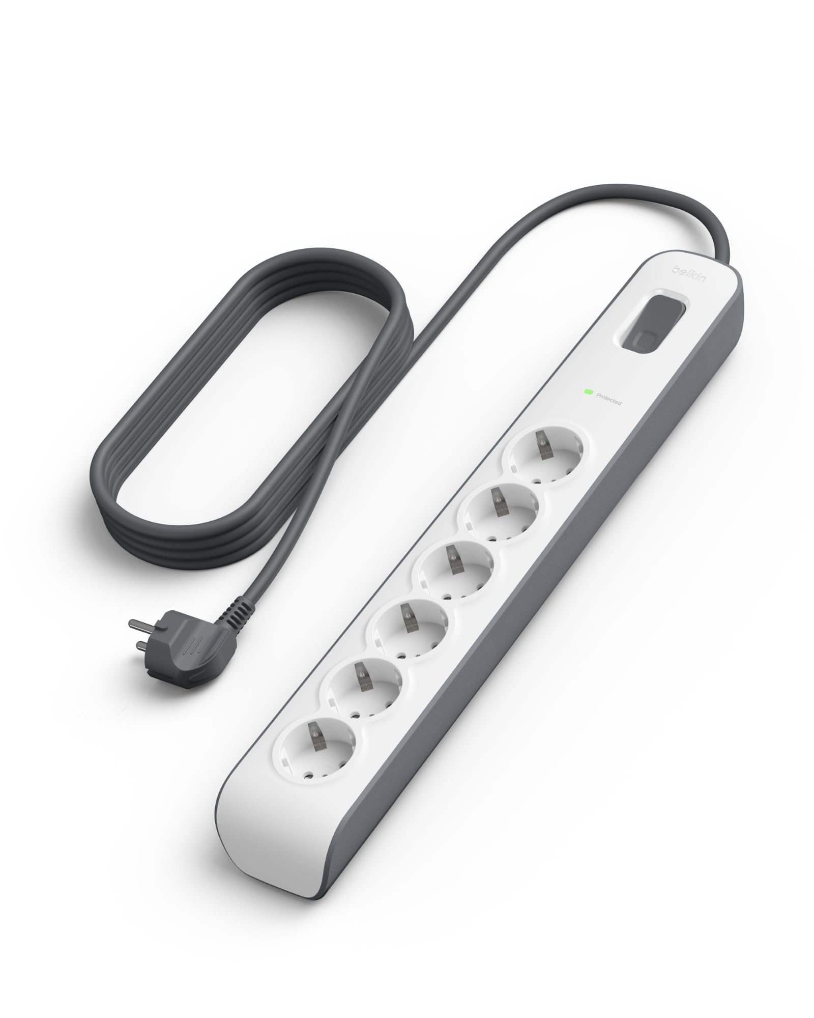 Belkin Ciabatta multipresa con 6 prese, protezione dalle sovratensioni con 6 prese CA protette, 650 joule, cavo di prolunga di 2 metri, presa multipla per casa, ufficio, laptop, computer e altro