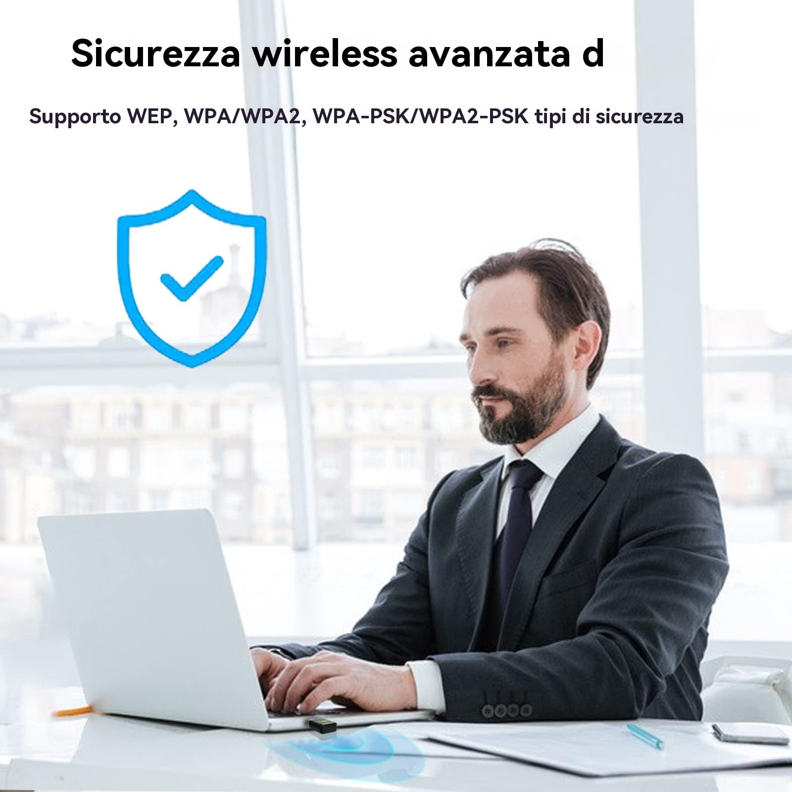Chiavetta Wifi USB Dual Band 2.4/5GHz 600Mbps Adattatore di Rete Wireless Plug and Play per PC Fisso 2.0 USB