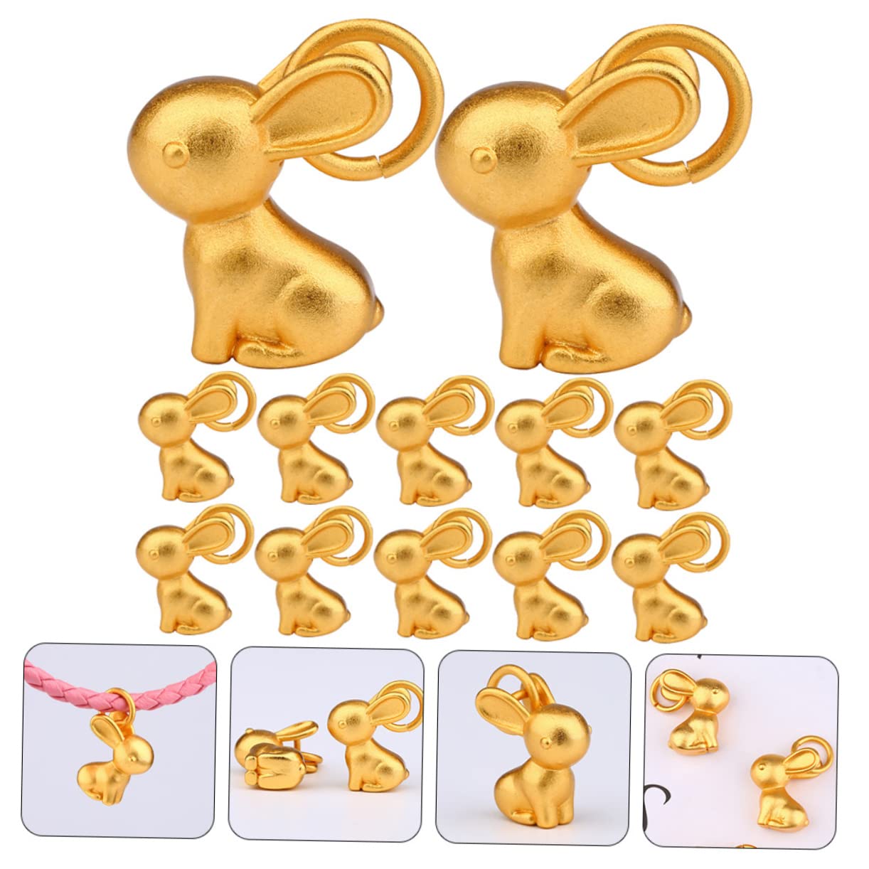 SHINEOFI 60piezas Colgantes De Conejo De Dorada Para Joyería Charm De Conejo Para Pulseras y Llaveros Decoraciones Para Manualidades