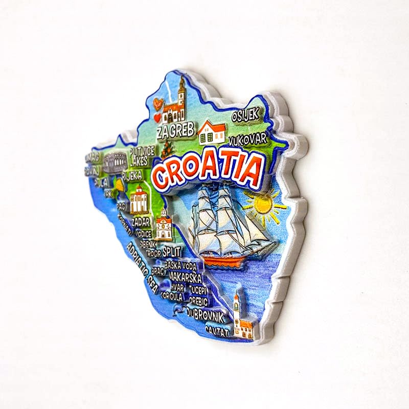 Imán de nevera mapa de Croacia, diseño turístico 8x7cm miniatura 2