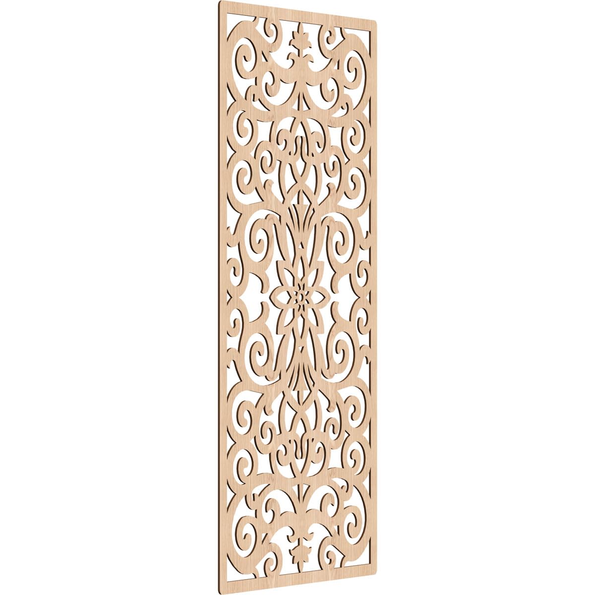 Buel Decorative Pierced Fretwork Wood Wall Panels, 33 3/8"W x 84 3/8"H x 3/8"T, Red Oak