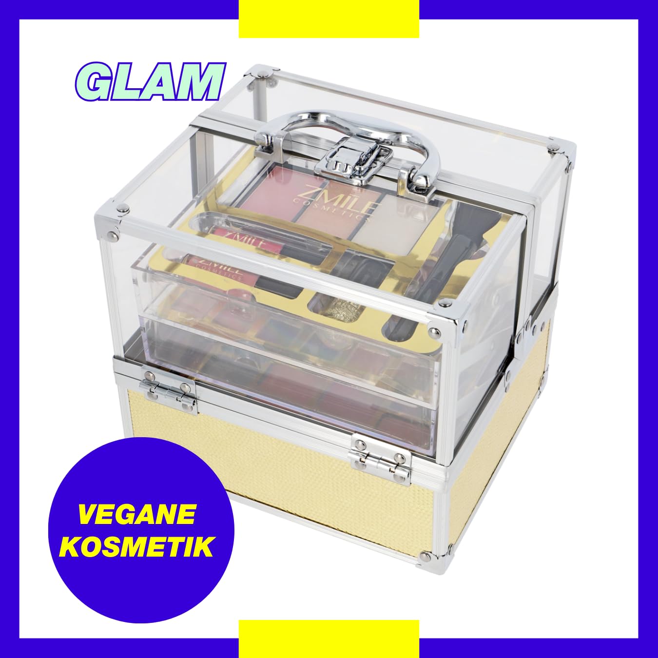 ZMILE COSMETICS Glam Transparent Cosmetic Case Vegan Cosmetics with Make-Up - Make-Up Set for On the Go for Traveling and as a Gift - Image 2