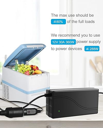 Miniatura 7 de ALITOVE Convertidor de CA a CC de 110 V a 12 V, 30 A, 360 W, adaptador de CA a CC, enchufe de encendedor de cigarrillos de automóvil de 100 V  120 V