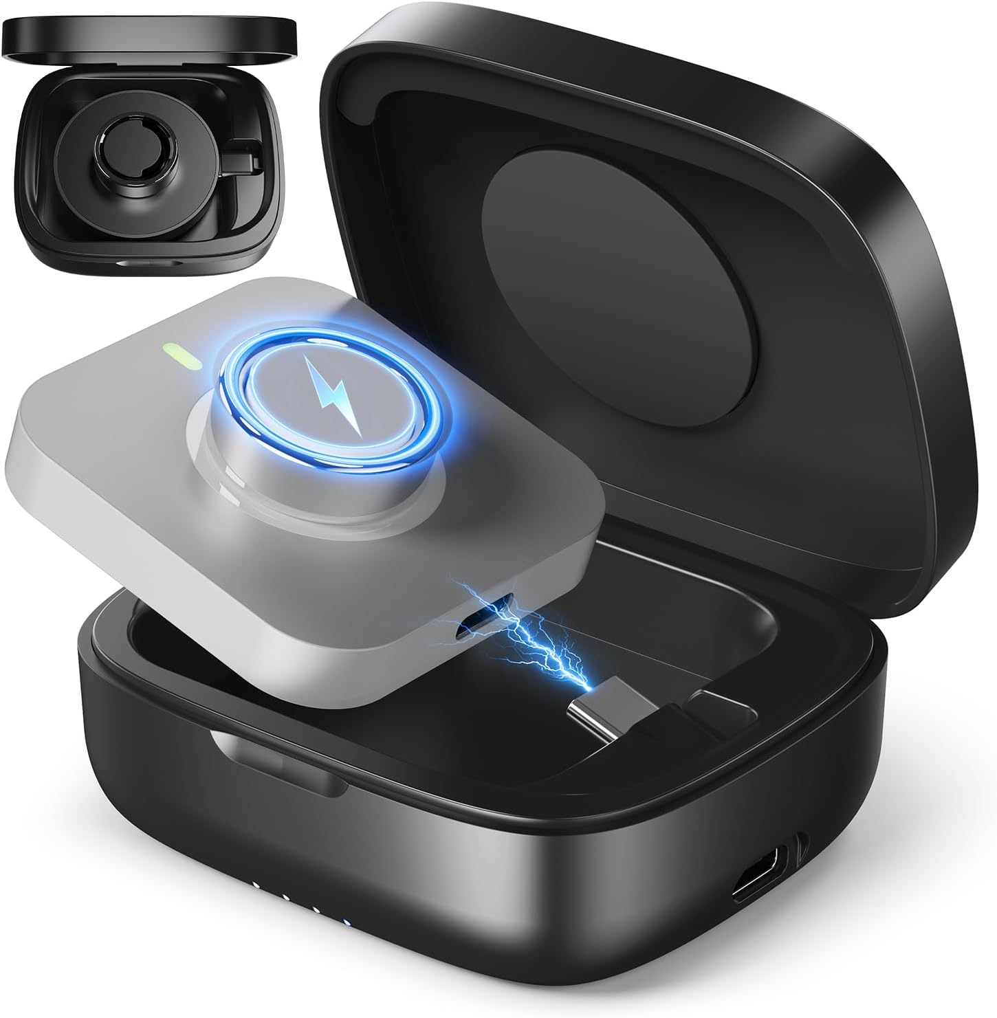 Charging Case Compatible with Oura Ring 4 & 3 Charger, Portable Charging Case with 1000mAh Built-in Battery (Official Charger Not Included)