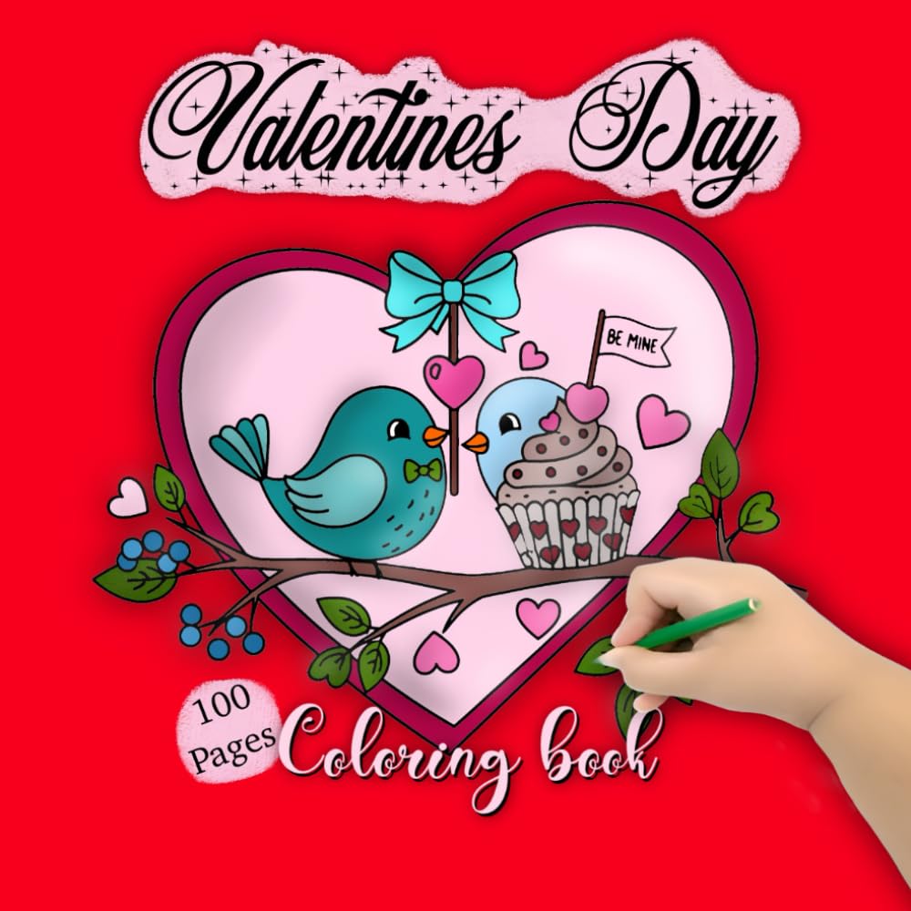Valentine’s Day Coloring Book for Kids: 98 Pages of Sweet Animals and Heart-Filled Designs | Large 8.5 x 8.5 Square Format with Single-Sided Pages to Prevent Marker Bleed