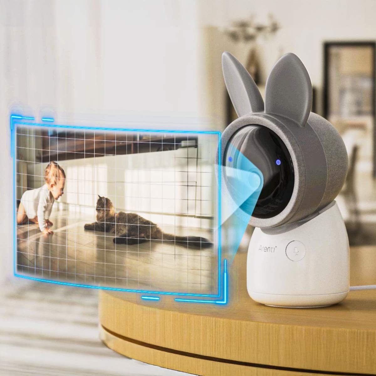 ARENTI AINanny - Telefono video 2K UHD con schermo LCD da 12,7 cm (5"), funzione girevole e inclinabile con tracciamento automatico
