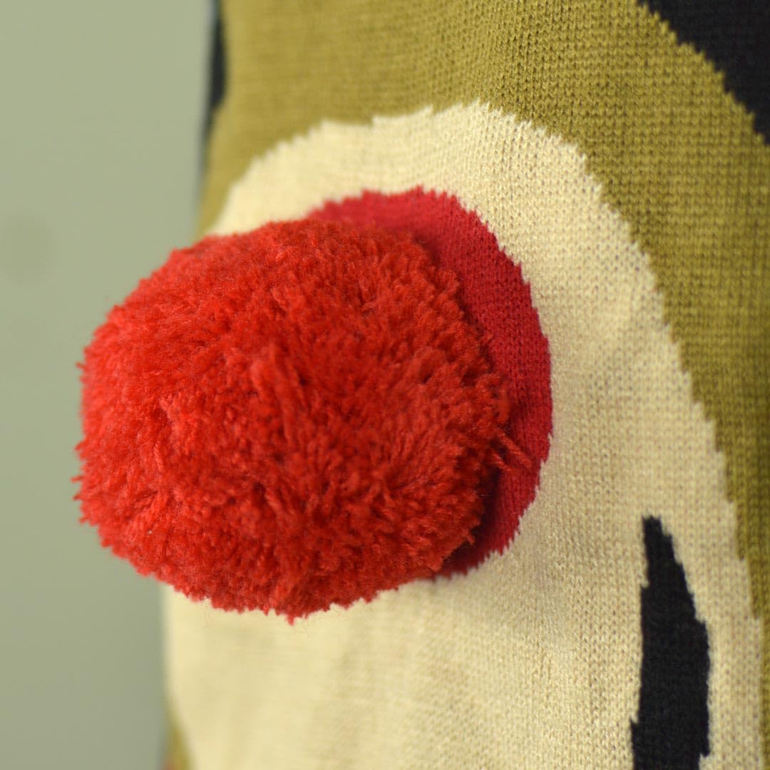Jersey Navideño para Mujer, Hombre y Niños Reno Rodolfo con Nariz Roja en 3D
