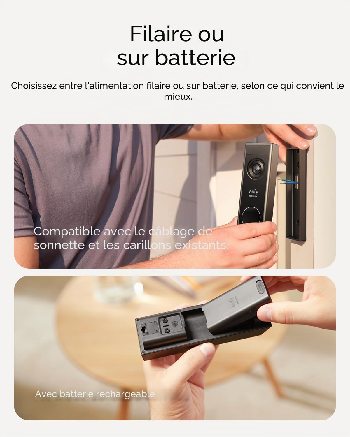 eufy Security Sonnette vidéo E340, double sonnette avec caméra avec détection de colis, vision nocturne couleur 2K Full HD, compatible avec HomeBase S380, utilisation gratuite (reconditionné)