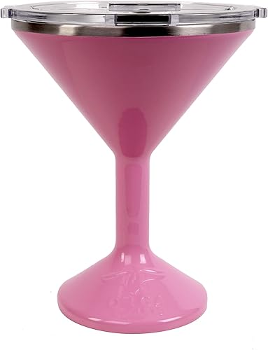 ORCA Chasertini - Vaso aislado estilo Martini con tapa, acero inoxidable para exteriores, picnic, piscina, playa o fiesta en el patio, color rosa
