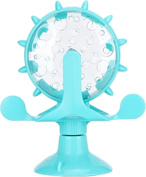ABC Cat Toys Slow Food Dispenser, 360 Rotating Windmill Suction Cup Toys for Small Pets Cat Automatic Feeder Toysblue