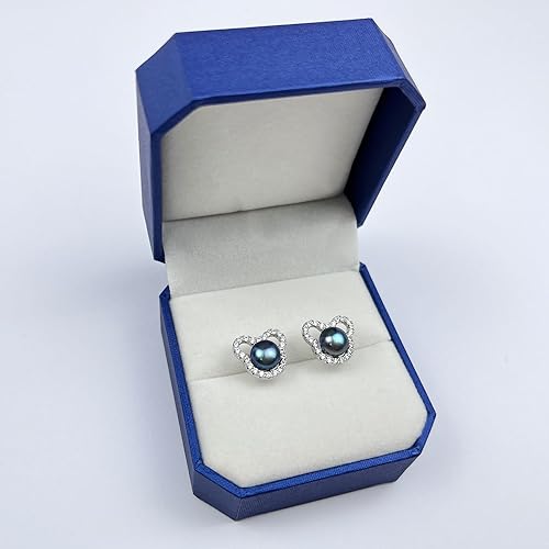 Miniatura 6 de BAMIKI Pearl Earrings Cute Mickey Mouse Studs for Women Girls, S925 Sterling Silver Emerald CZ Genuine Saltwater Cultured Pearls, Hypoallergenic