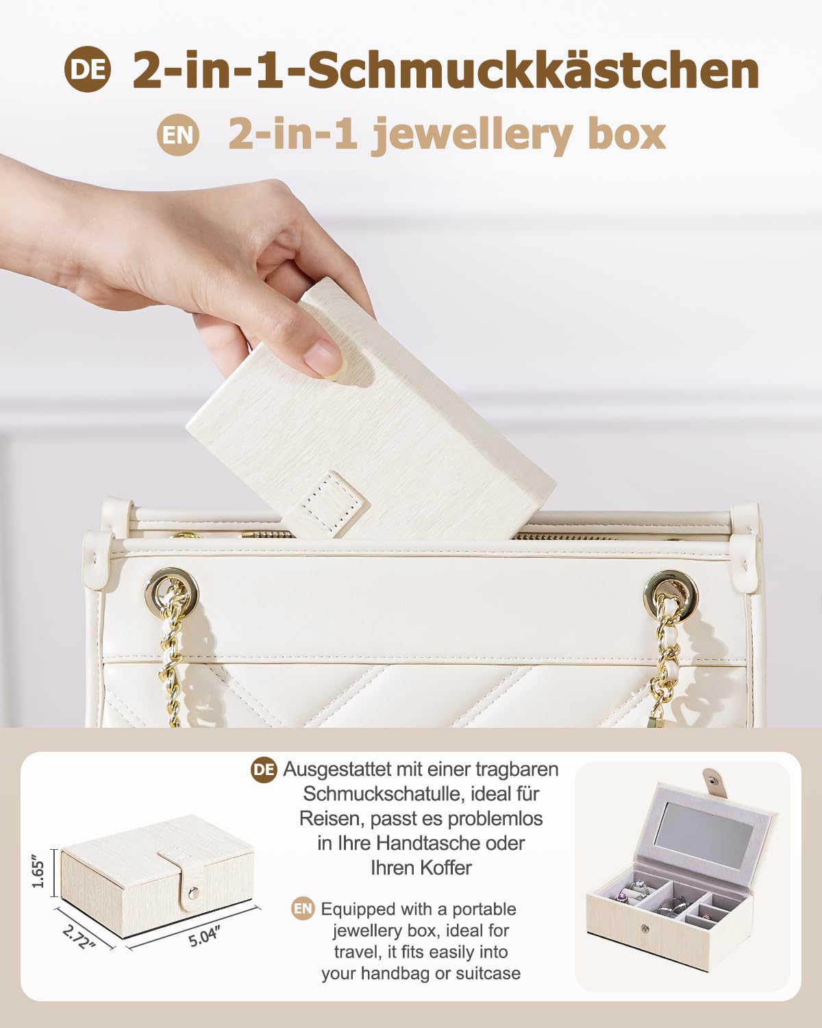 Yorbay Caja de joyas grande con espejo para mujer: 6 niveles y 5 cajones | Organiza Collares Anillos Relojes y Pendientes-Tocador y Viajes-Minijoyero Extraíble y 2 Compartimentos Laterales
