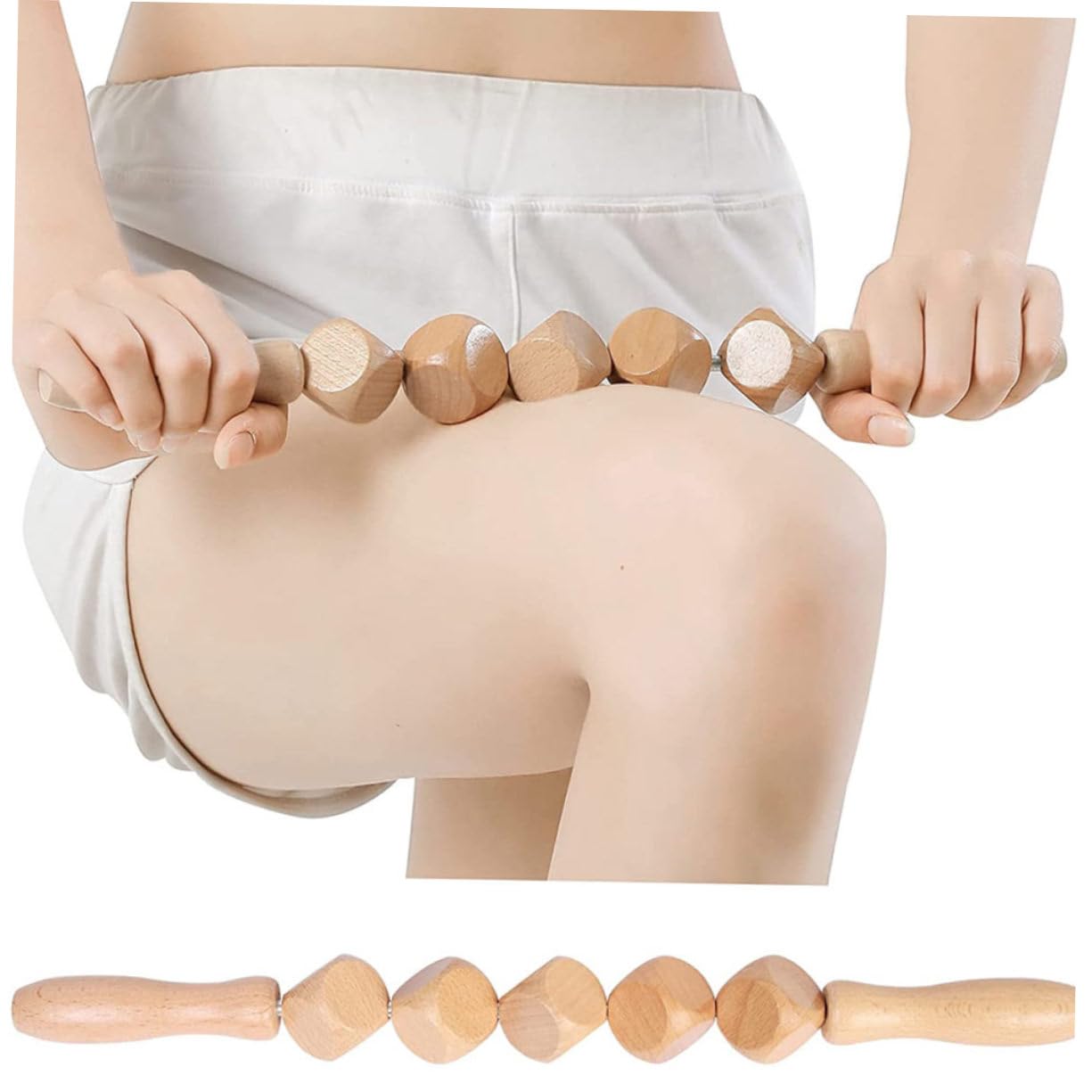 Rodillo Trasero de Madera para Masaje 2 Piezas Uso Doméstico | Masajeadores Abdominales, Herramienta de Masaje Corporal, Pack para Aficionados al Fitness y Personas Mayores