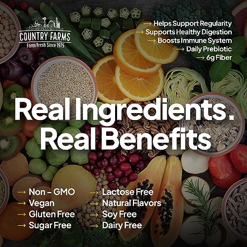 Country Farms Fiber Care Prebiotic Gummies, 6g of Fiber Per Serving, FOS from Beets, Digestive Health, Supports Regularity, Mixed Fruit Flavor, 120 Gummies, 40 Servings, Multi - Image 6