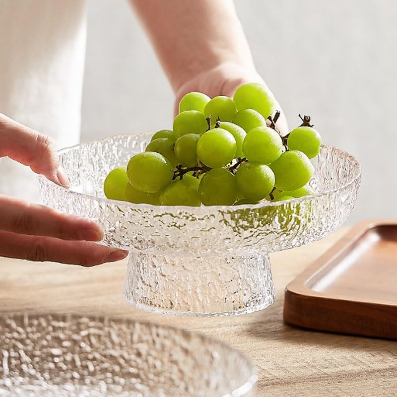 Hammered Glass Fruit Platter Snacks on The Coffee Table in The Living Room