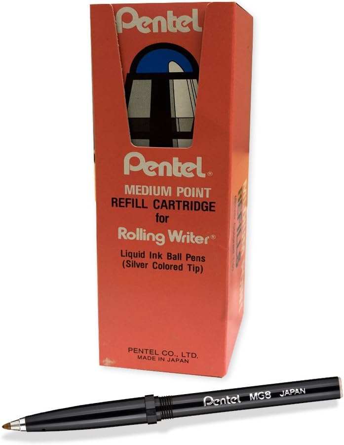 Pentel Rolling Writer Refills, R3 Slim Refill, Medium, Black, Pack of ...