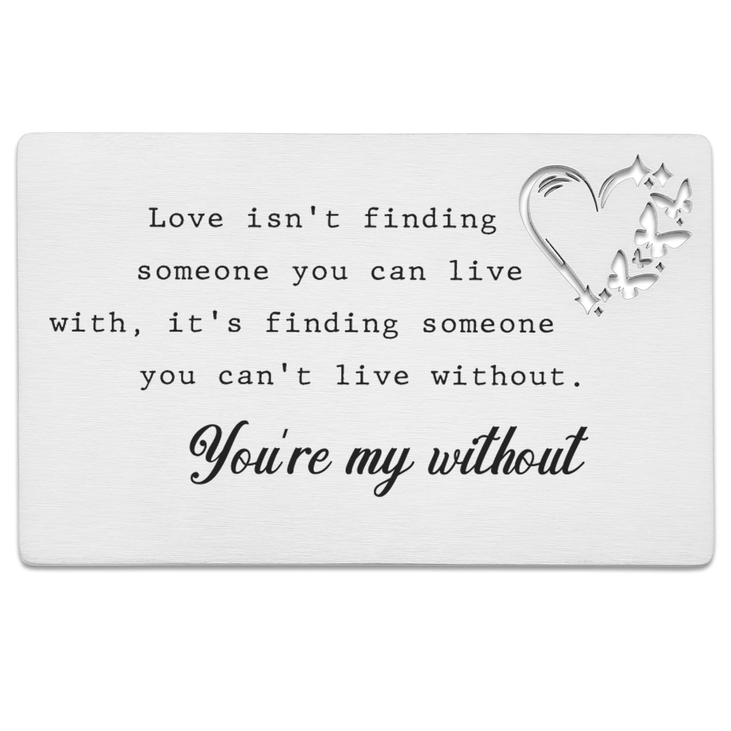 Wallet Card Love Note – Stainless Steel Engraved Card For Husband/Boyfriend, Romantic Gift Idea