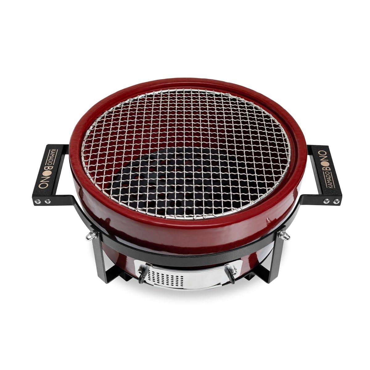 Kamado Bono HIBACHI EVO Grill Stołowy Okrągły Royal Red – Kompaktowy Grill Węglowy Hibachi, Ceramiczny Grill Stołowy do Ogrodu i Na Taras