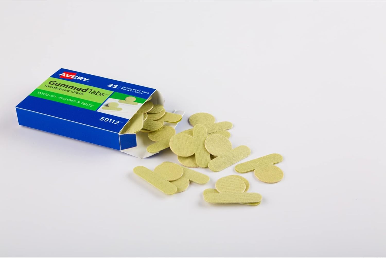 Avery Gummed Tabs, 1/2" Round, Reinforced Cloth, Gray, Pack of 25 Index Tabs (59112) : Office Products