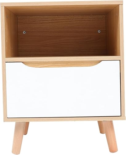 ARTIBETTER 1 mesita de noche para dormitorio, armario de almacenamiento, mesita de noche blanca, mesita de noche blanca, mesita de noche de madera,