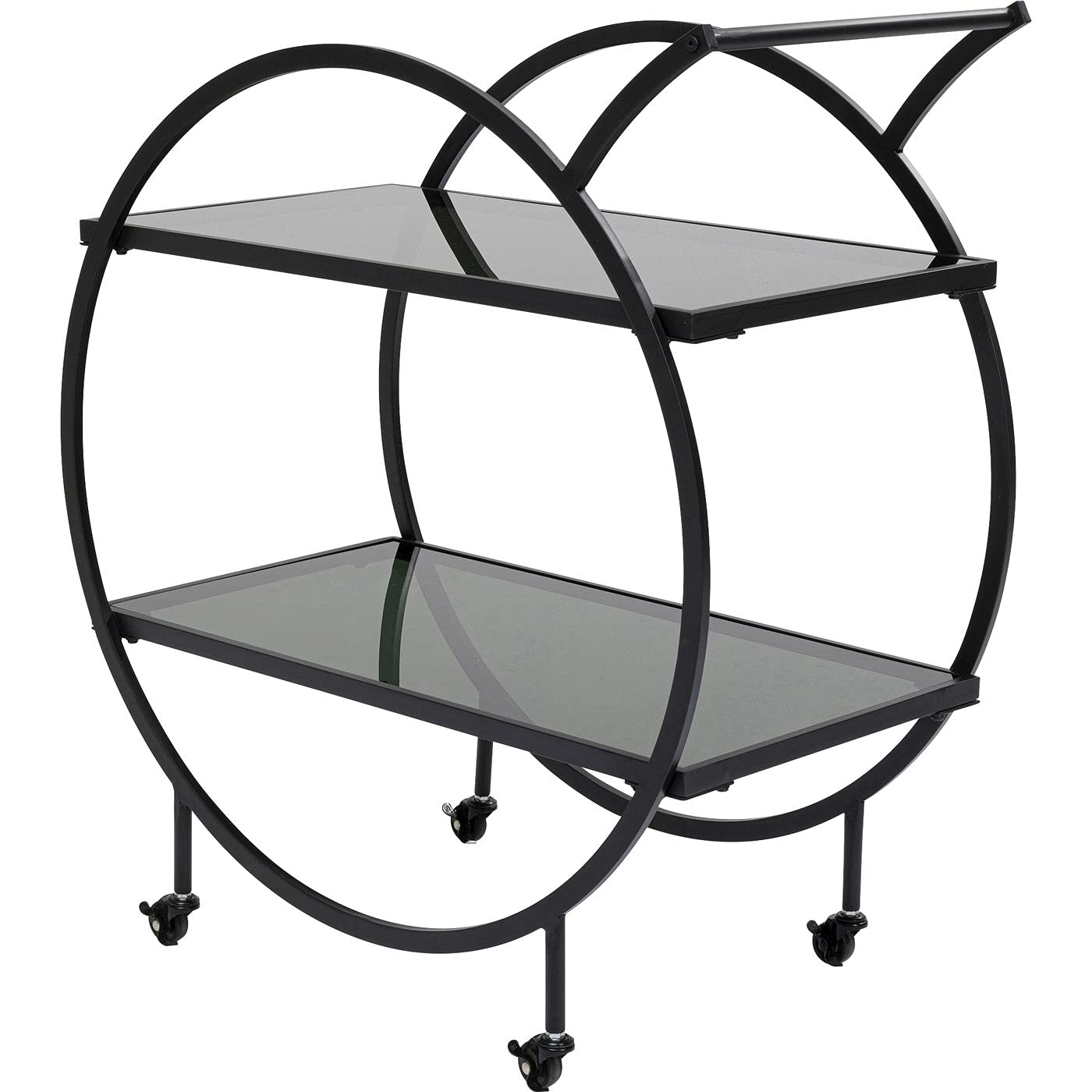 Kare Design carrello di servizio Loft, nero/vetro, design art déco, stile moderno, cucina, bagno, veranda, rustico, portaoggetti, 86x74x40 cm (A/L/P)