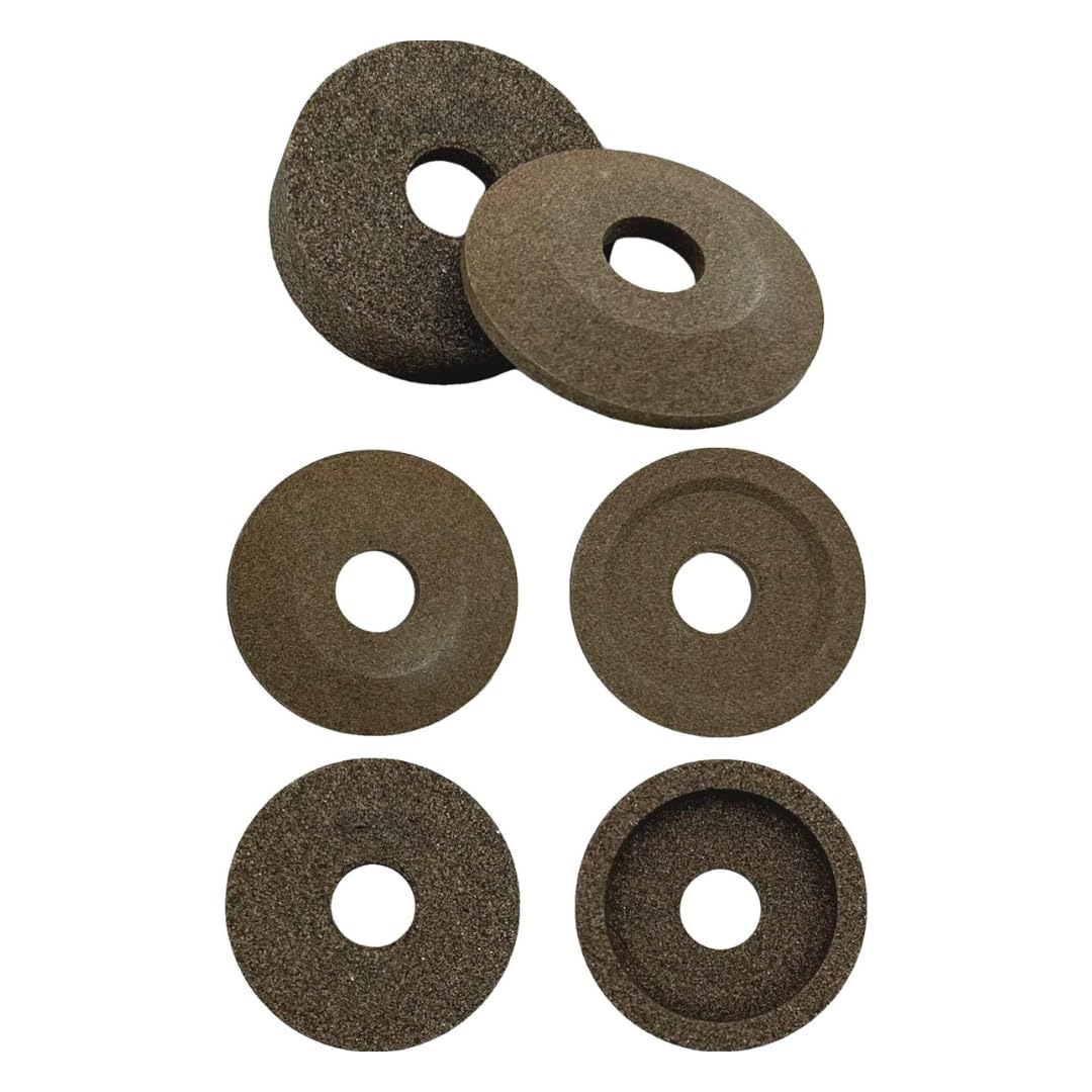 Coppia smerigli per affettatrice Ø51 mm – tazza grana grossa h15 mm + gradino grana fine h7 mm – foro 14,3 mm